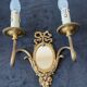 Pair of bronze wall lamps with mirror