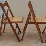 4 chaises en bois vintage vernis Pliables dessus totalement restaurées