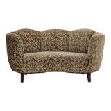 60s, danish vintage 2 seater "banana" sofa, green velour, original condition.