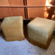 Pair of vintage fringed velvet poufs