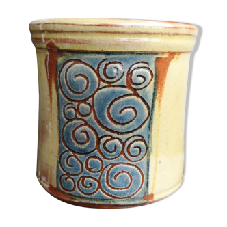 Cache-pot en céramique - Signé - Artisanat méditerranéen