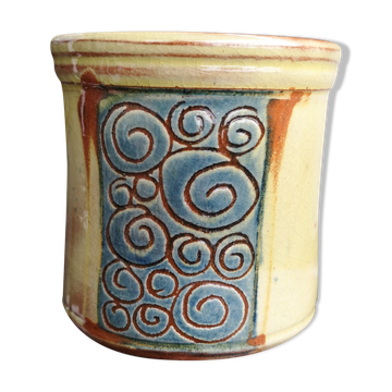 Cache-pot en céramique - Signé - Artisanat méditerranéen