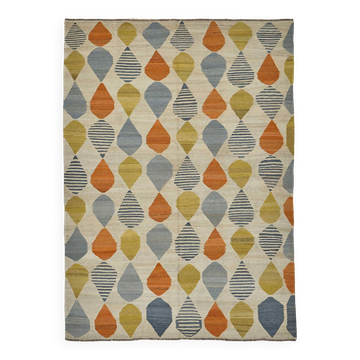 Kilim décoratif tribal contemporain 173 cm x 241 cm