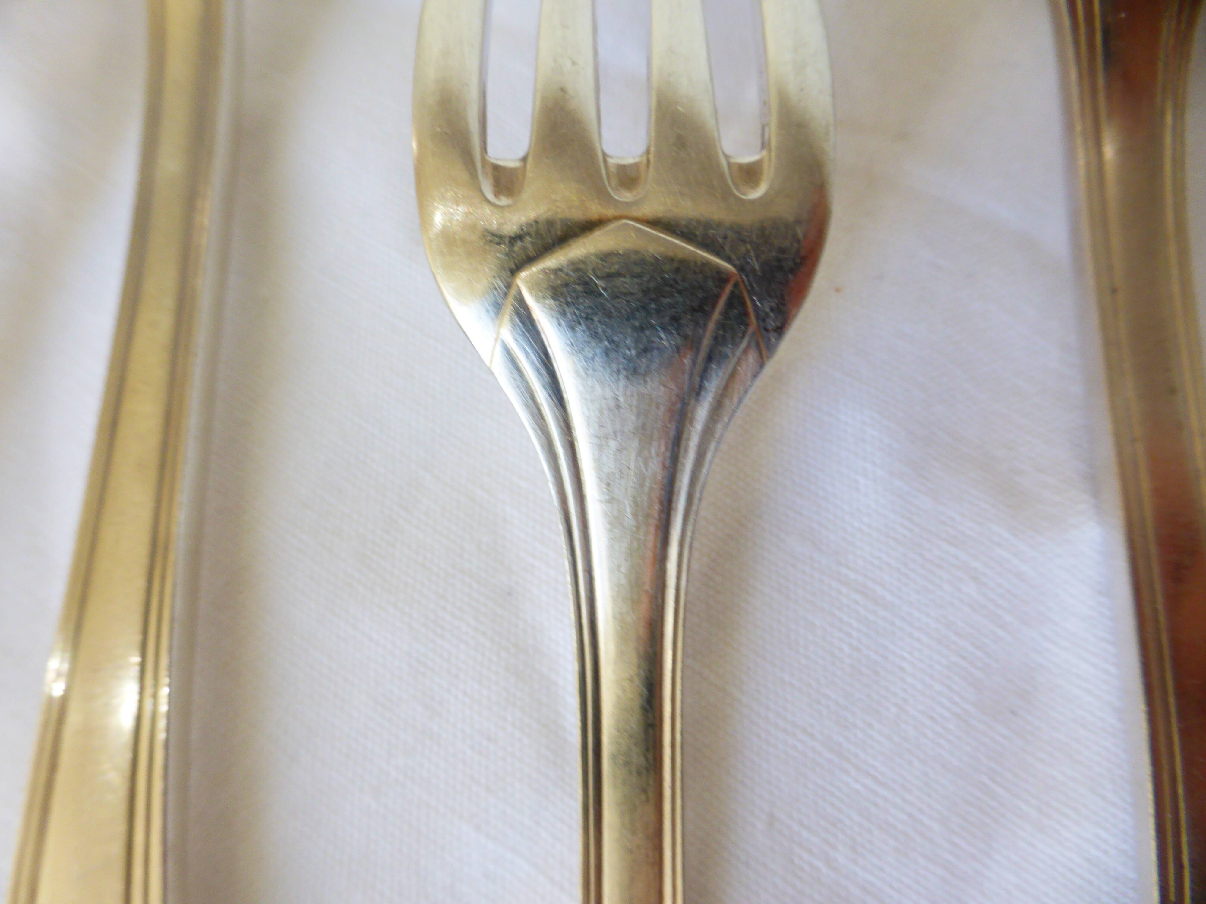 6 Christofle art deco style silver-plated forks