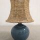Lampe boule de chevet vintage en grès vernissé et corde de jute