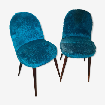 Set of 2 blue moumoute chairs