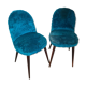 Lot de 2 chaises moumoute bleu