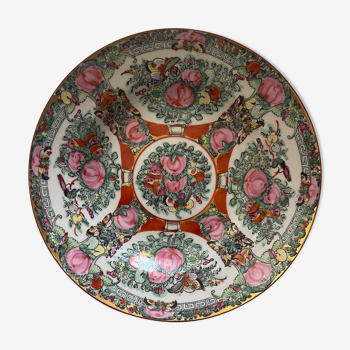Assiette creuse Chine porcelaine de canton décor émaux papillons fleurs zhongguo china asia asie