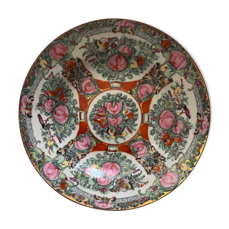 Assiette creuse Chine porcelaine de canton décor émaux papillons fleurs zhongguo china asia asie