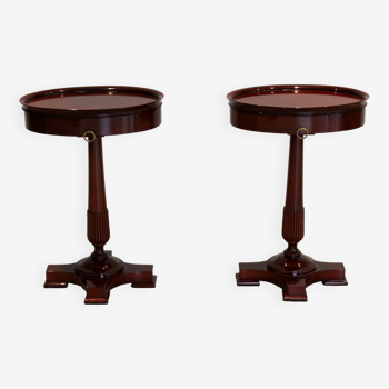 Pair of mahogany bedside tables, Empire style, 19th century.