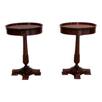 Pair of mahogany bedside tables, Empire style, 19th century.