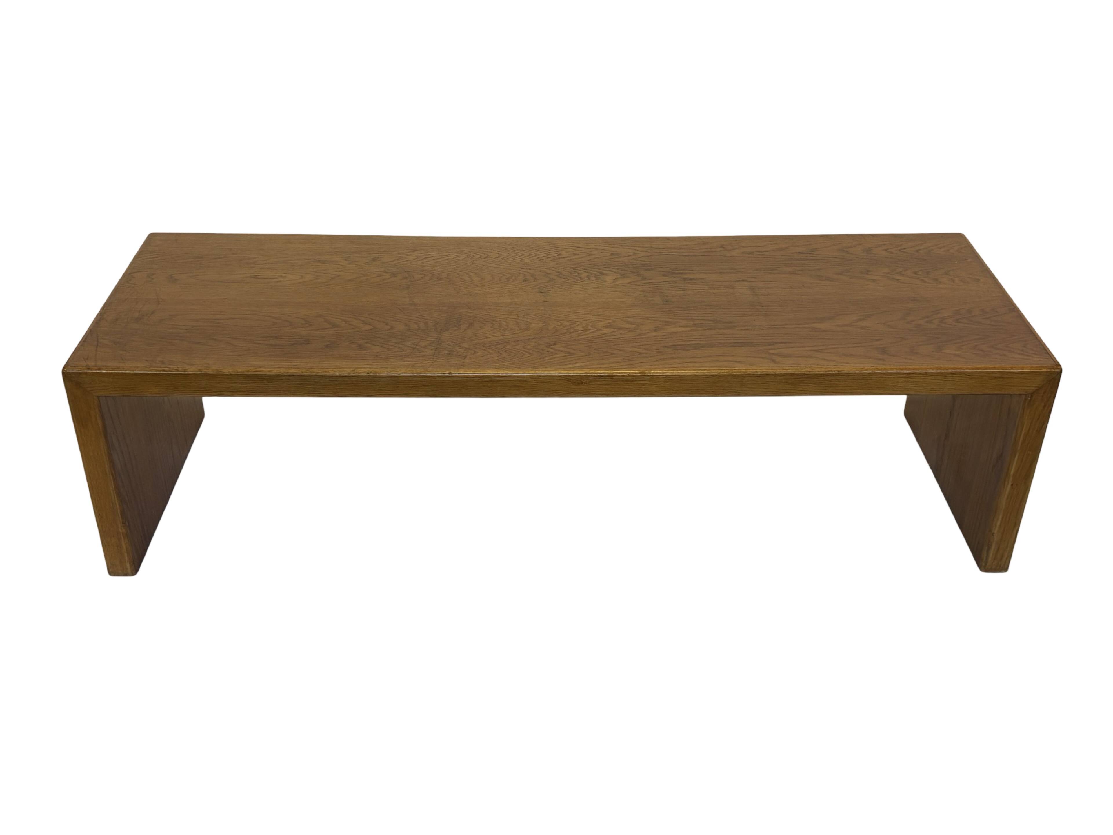 Minimalist vintage teak wood small solid bench
