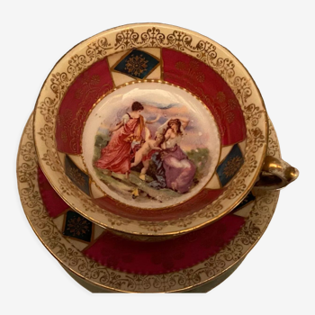Porcelain sub-cup cup erdmann schlegelmilch cherub and women in antique