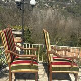 Pair of Louis XIII style walnut armchairs, 19th century