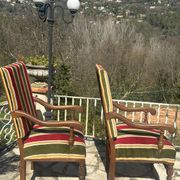 Pair of Louis XIII style walnut armchairs, 19th century
