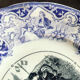 Old talking plate. Opaque from Sarreguemines. 19th century. Violet, black and white. Militaria. Love