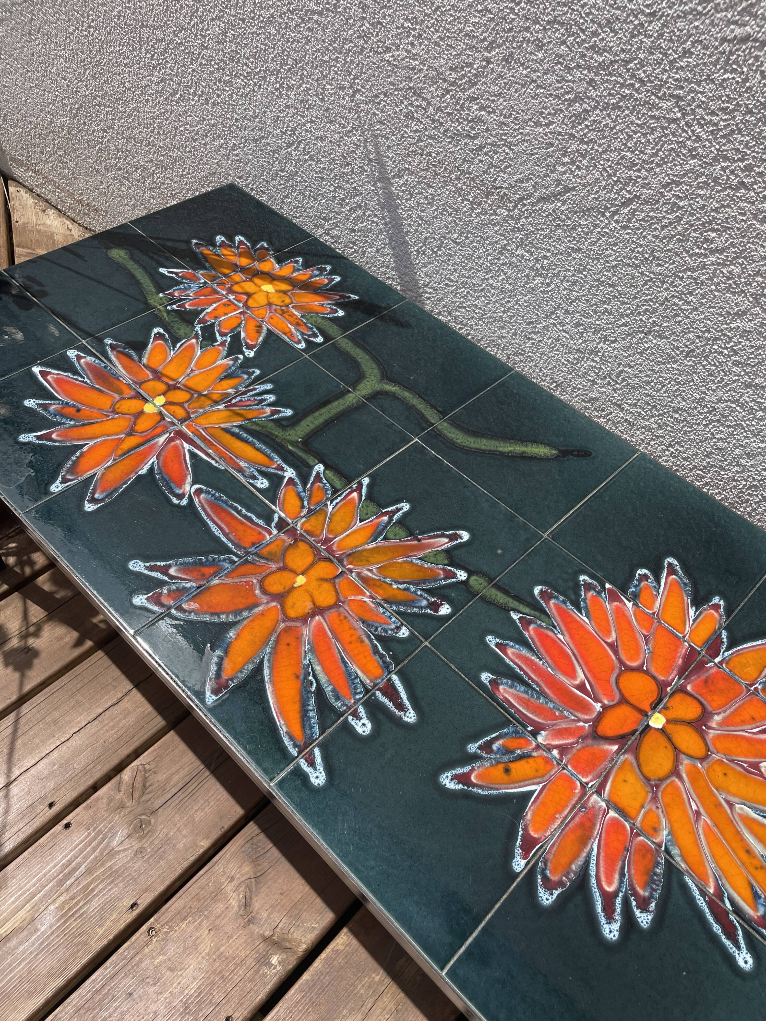 Coffee table with ceramic tile top