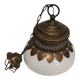 Suspension vintage bronze et opaline