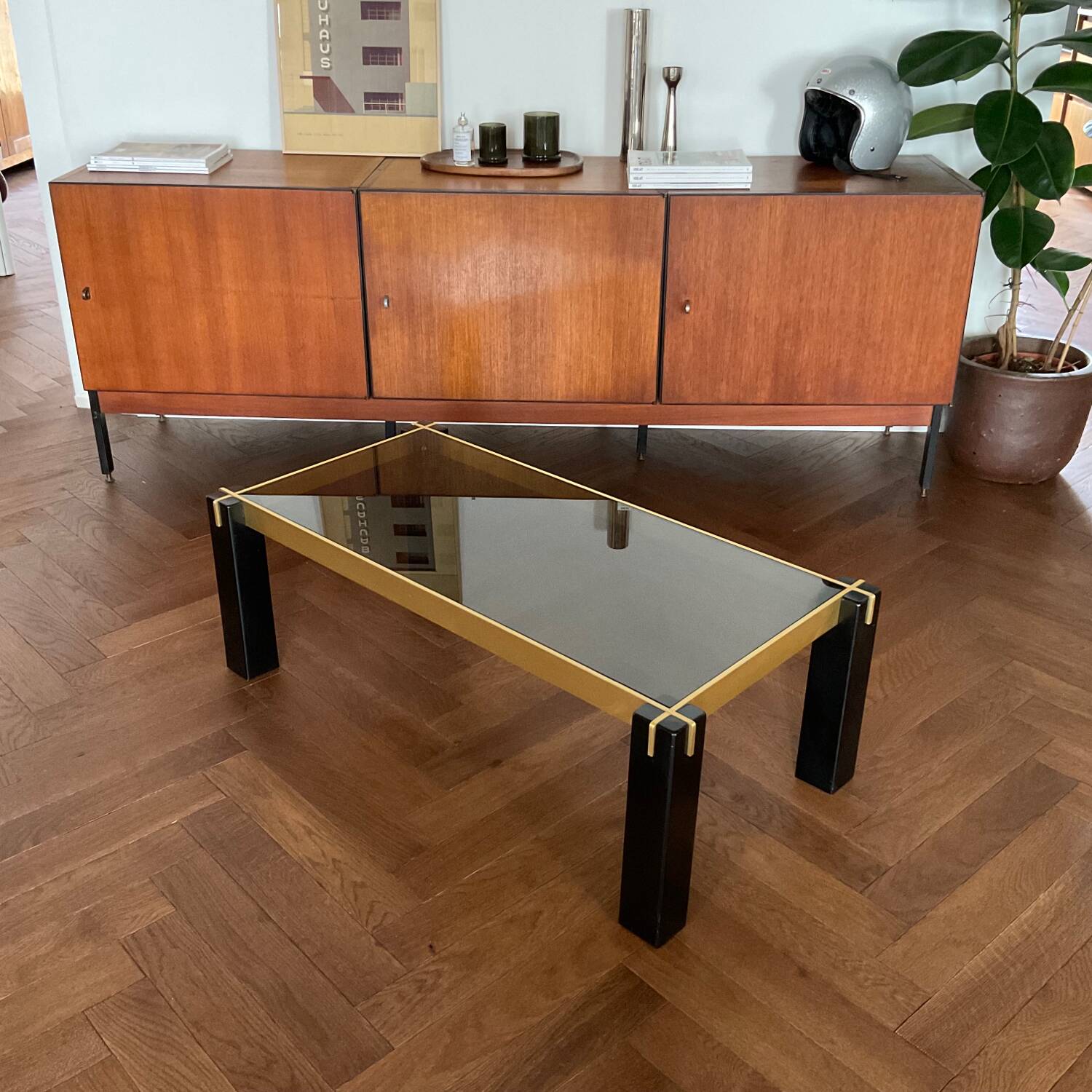 Vintage smoked crystal coffee table by Renato Polidori 70s
