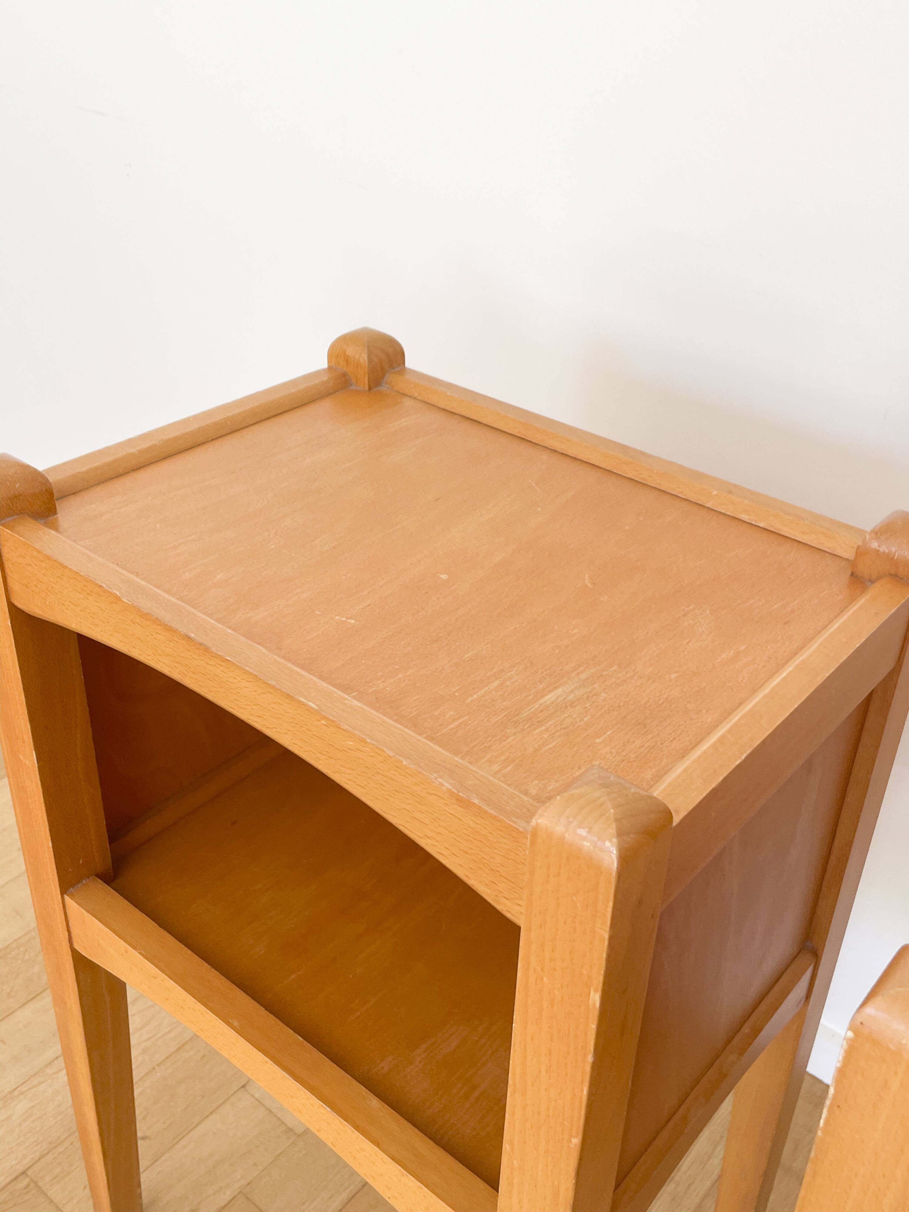 Pair of light wood bedside tables