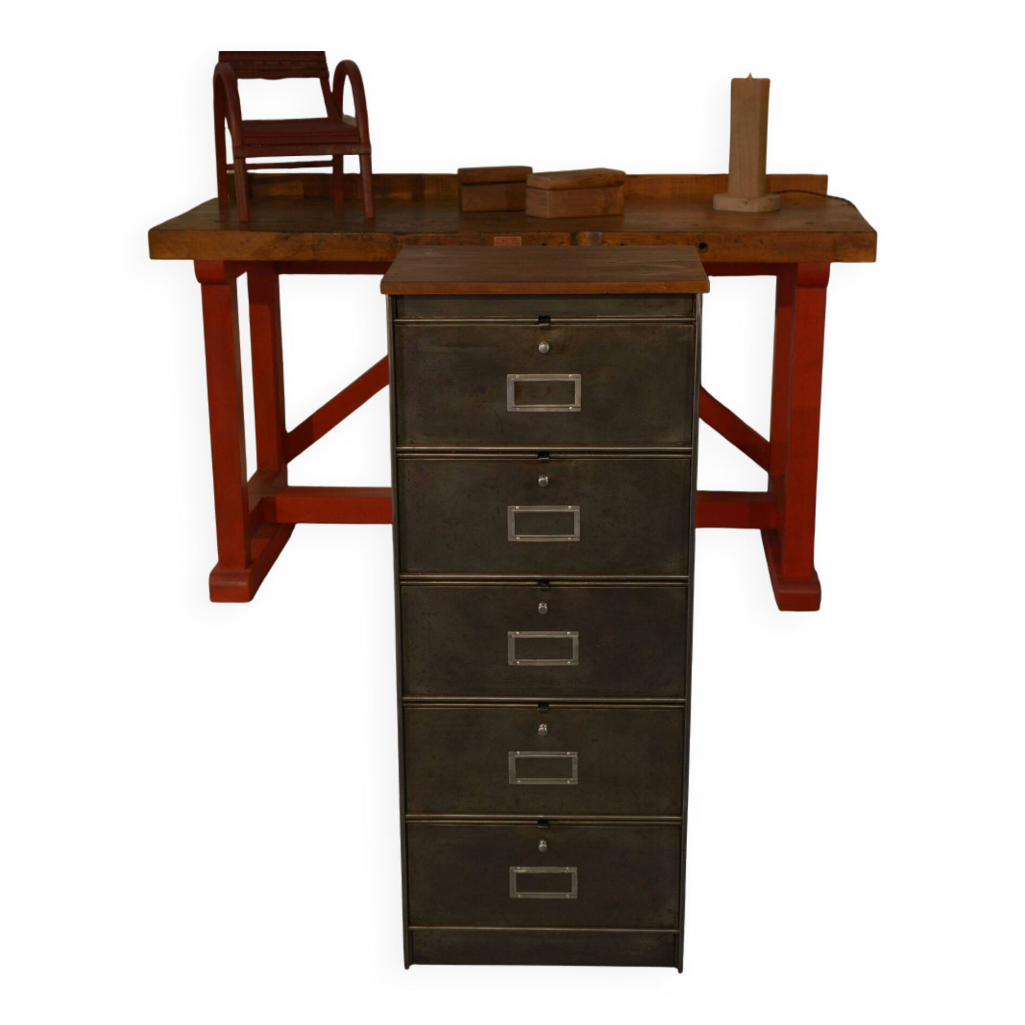 Ronéo 1-column, 5-flap cabinet, French work, circa 1950