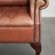 Classic English cowhide button seat chesterfield wingback armchair