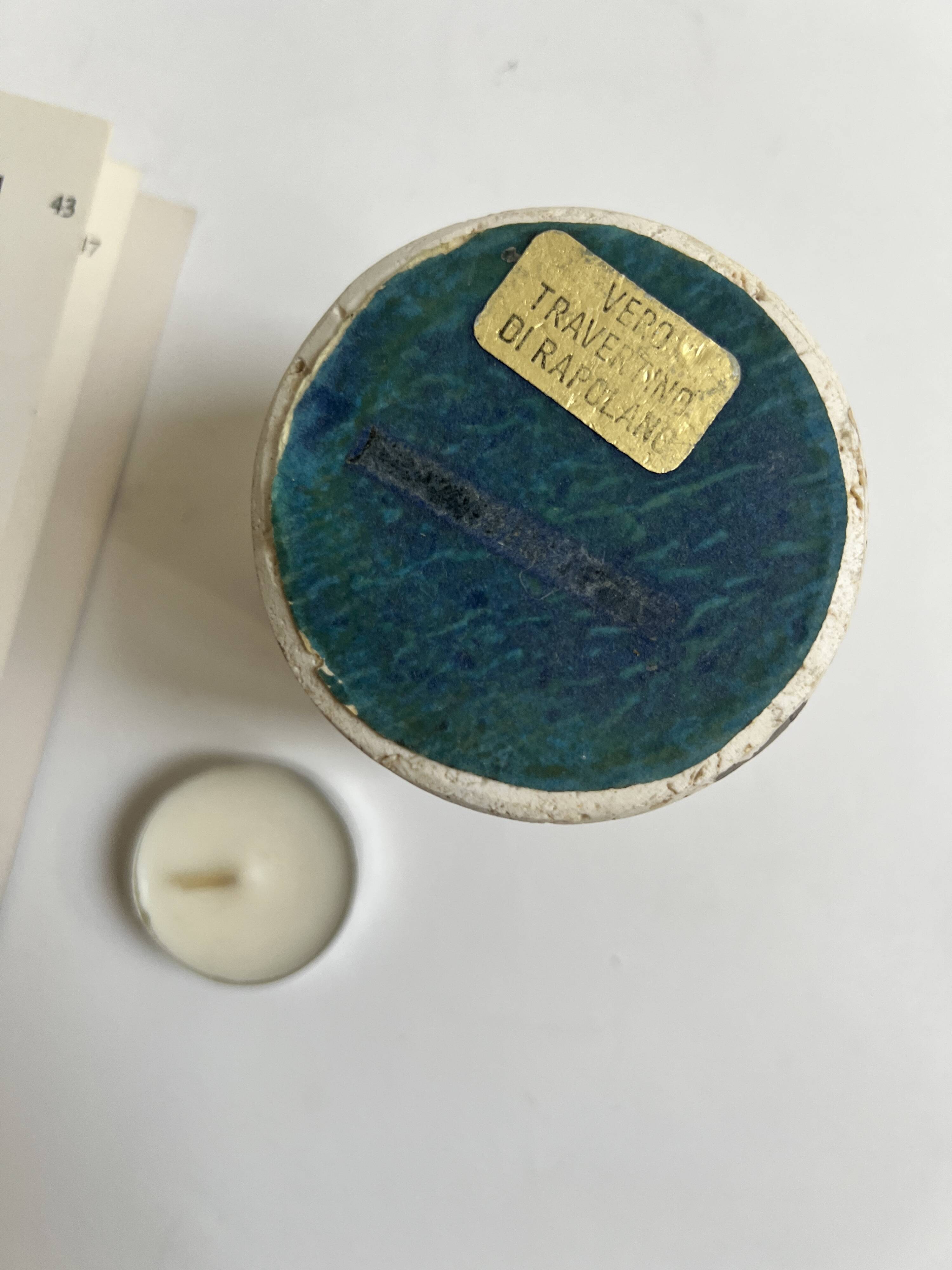 Cylindrical travertine candlestick by Fratelli Mannelli, Italian design 1970