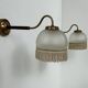 Vintage pair of wall lights, brass and frosted glass, France, 1970.