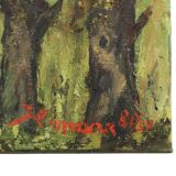 Large Vintage Painting on Canvas Perspective Trees Signed