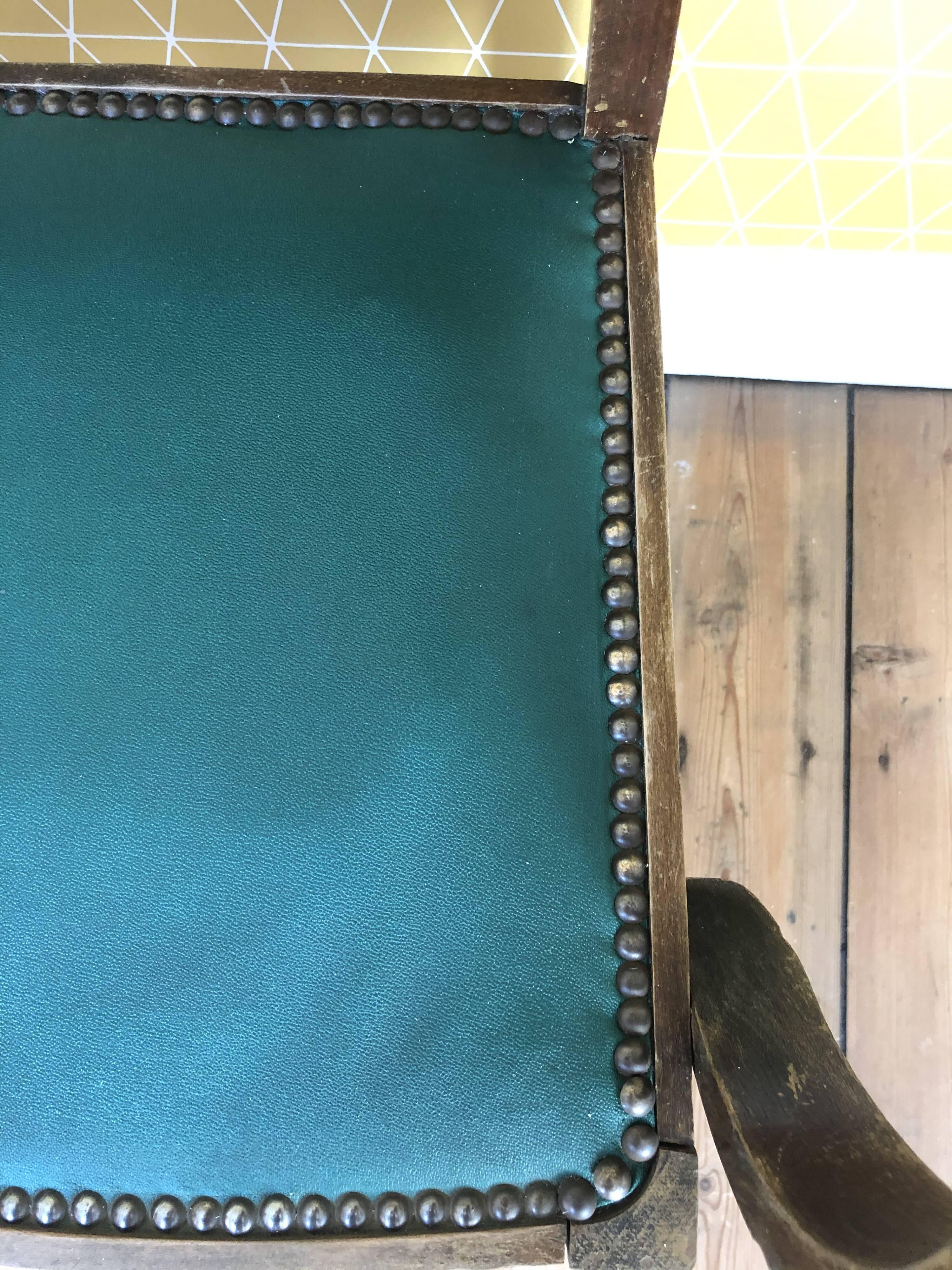 Fauteuil bridge vert années 50