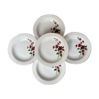 Set of 5 hollow porcelain plates