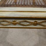 Banquette en Bois Doré et Gris-Vert, style Directoire – Fin XIXe