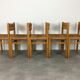 Set of 5 chairs in wood and straw, 60s