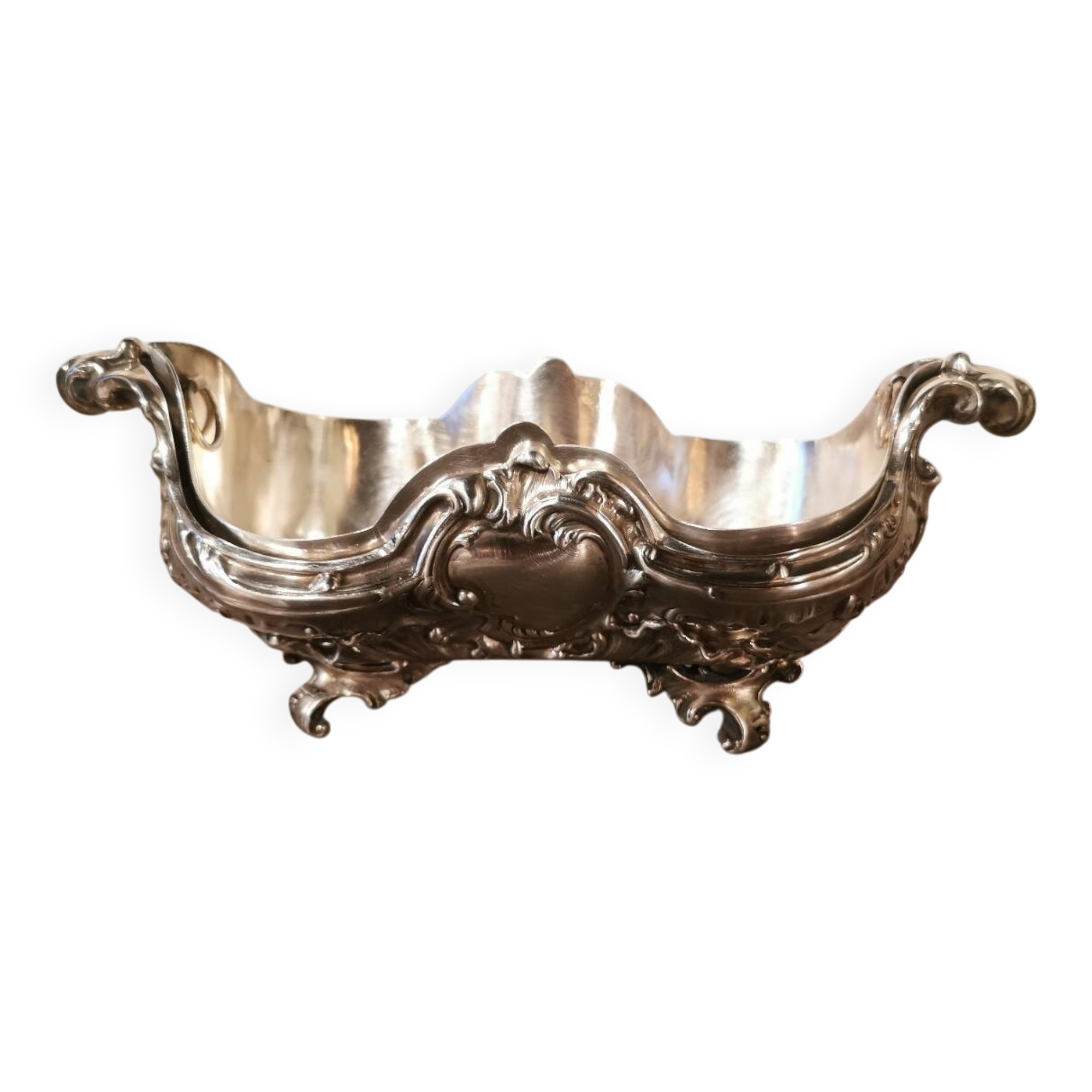 Centre de table en bronze argenté signé Martin