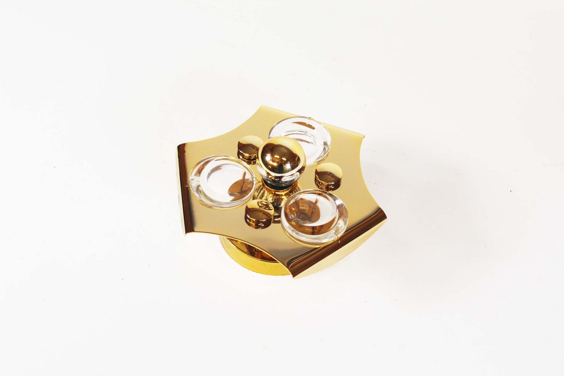 Polished brass and crystal glass wall lamp by Palwa, Germany 1960s