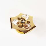 Polished brass and crystal glass wall lamp by Palwa, Germany 1960s