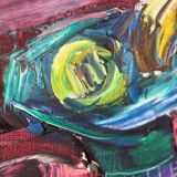 Original mid-century European oil on canvas – “Still Life” by Roy – dated 1969 – vintage & framed – 75 × 64 cm (29.5" × 25.2")