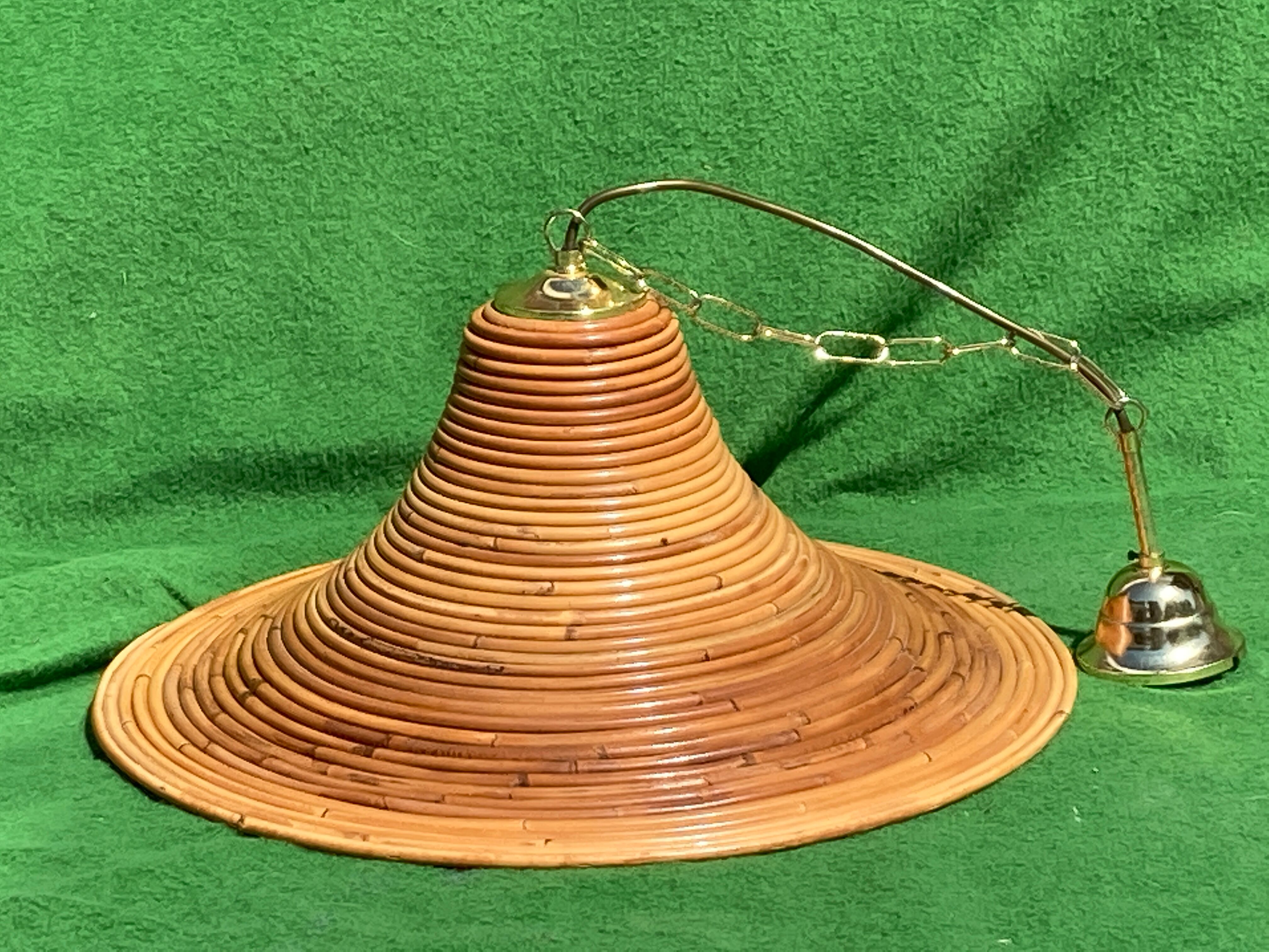 Suspension en osier en rotin, Italie années 1960-1970