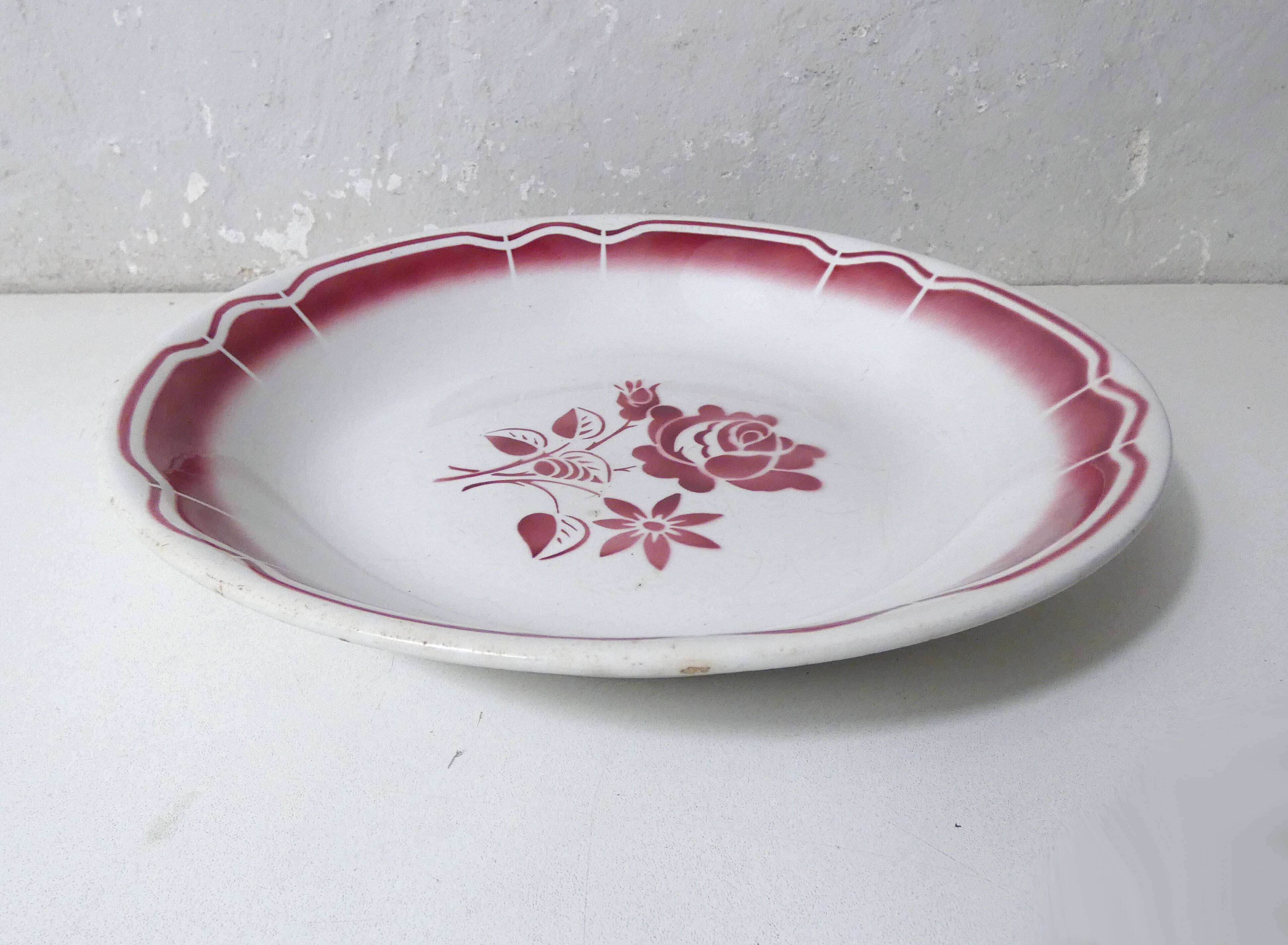 3 old FB Digoin earthenware dishes