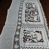 White cotton lace embroidery shelf or fireplace border