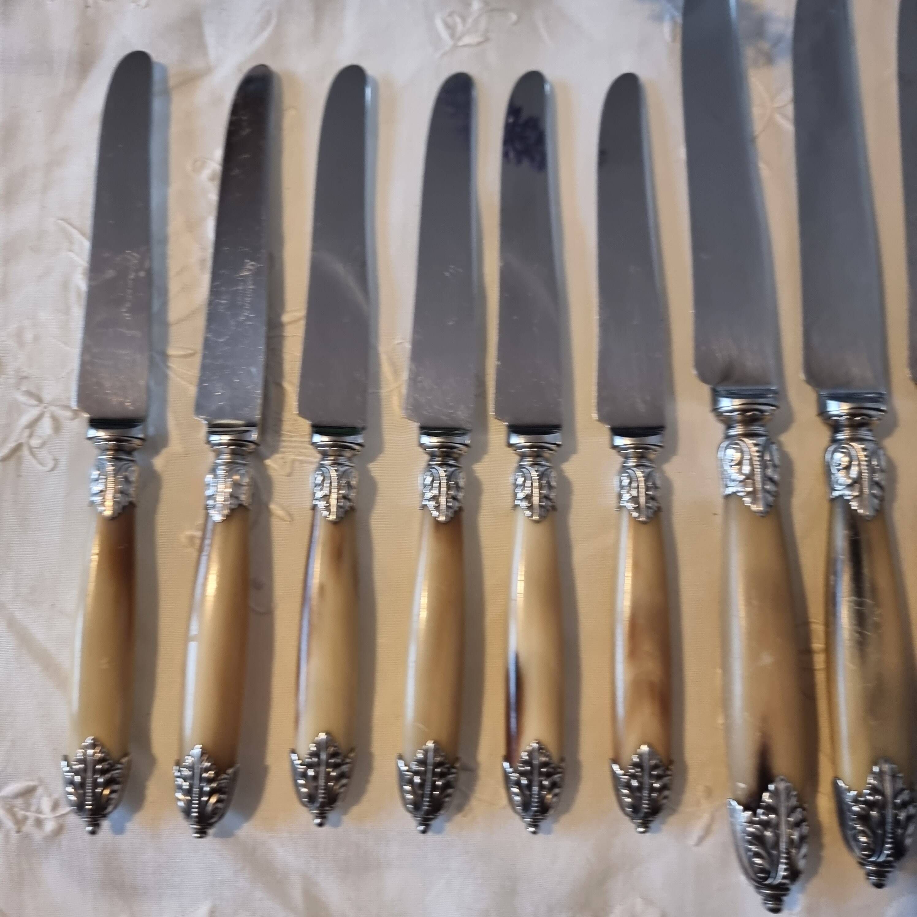 Exquisite set of twelve antique Art Nouveau knives (6+6)