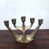 Brutalist vintage solid candle holder brass by Gilde Handwerk