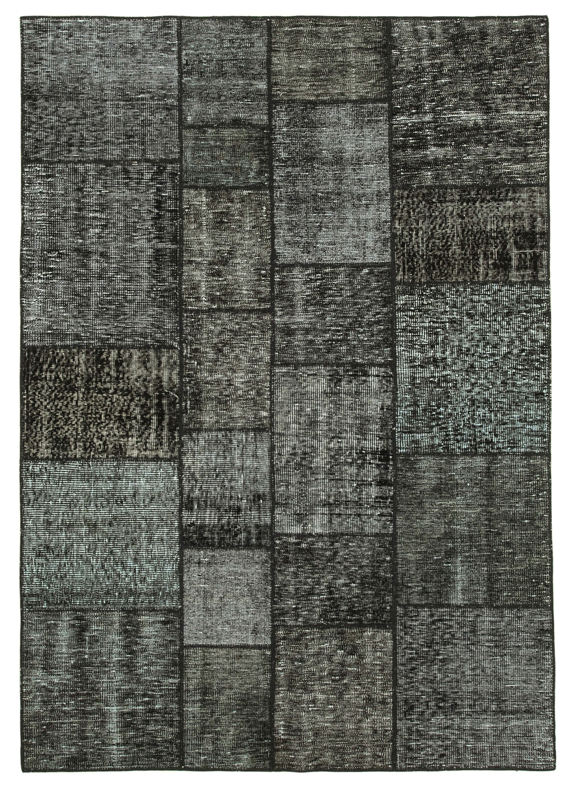 Handmade Anatolian Vintage 171 cm x 242 cm Black Patchwork Carpet