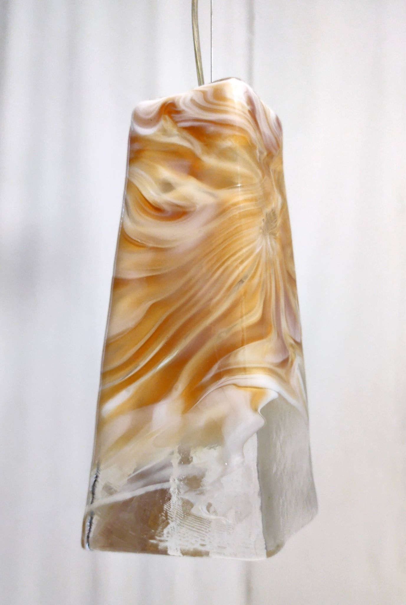 Orange Murano Glass and Brass Pendant by La Murrina, Italy, 1980s