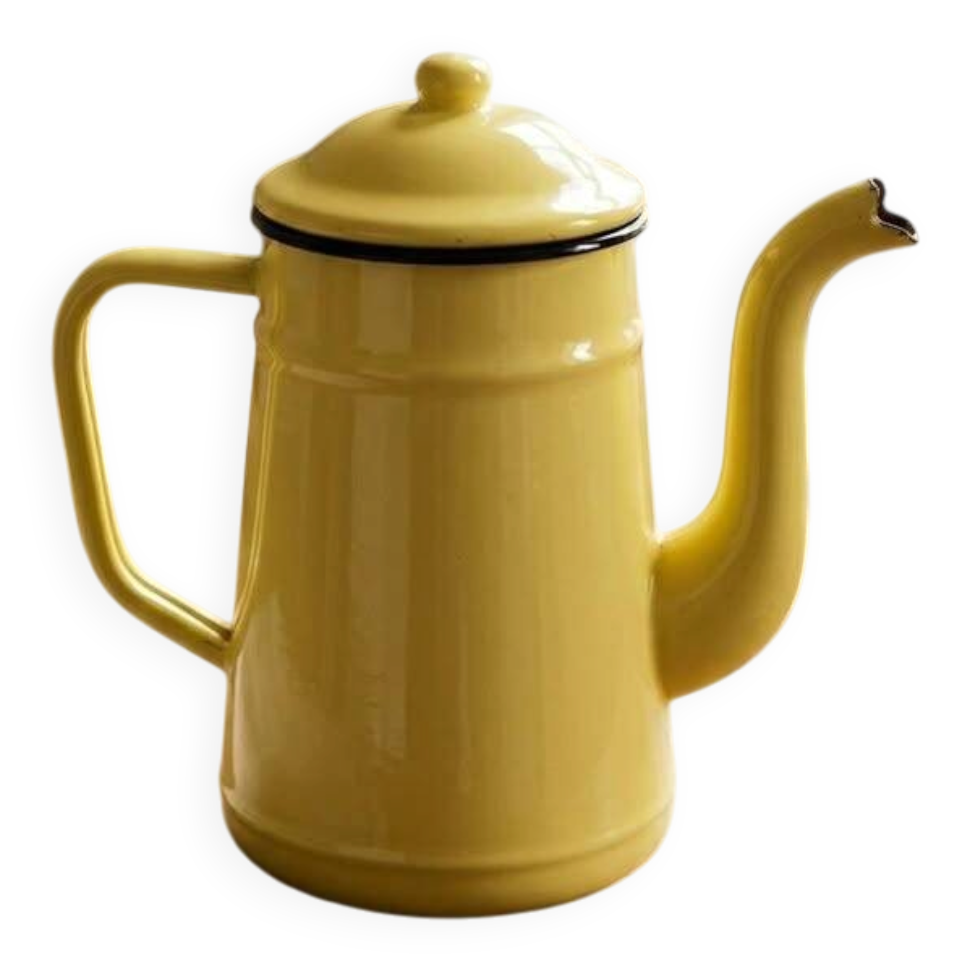 Vintage Pastel Yellow Enamel Coffee Pot - Chic Country Decor