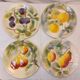 Set of 4 plates in St Clément Barbotine - Majolica - Fruits