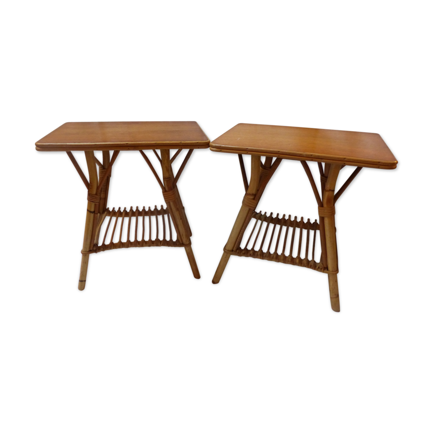 Pair of nightstands in rattan