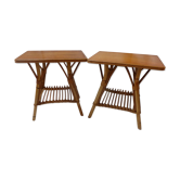 Pair of nightstands in rattan