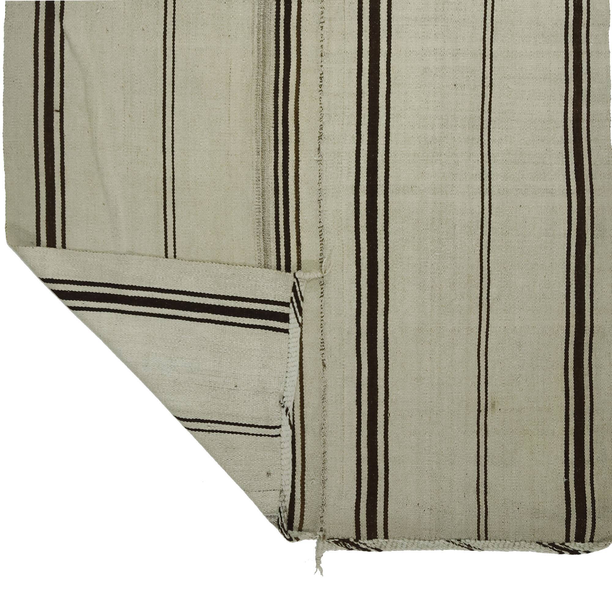 Turkish Kilim Konya Vintage 161x263 cm Beige Minimalist Stripes