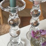 Pair of glass candle holders